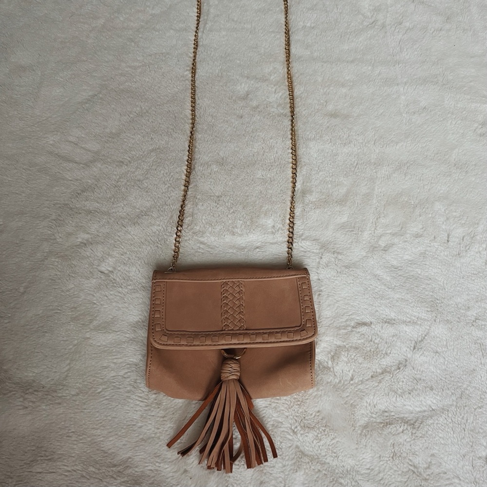 Mossimo Tan Crossbody with Tassle and Gold Chain